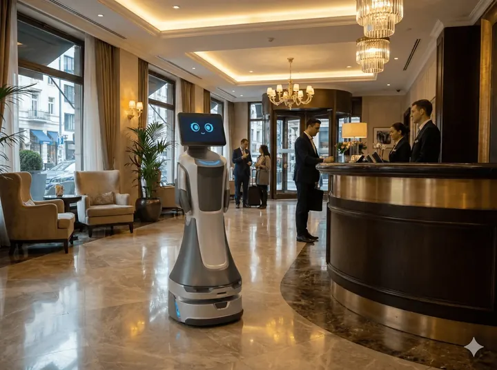 ChillBot NOVA en la recepción de un hotel
