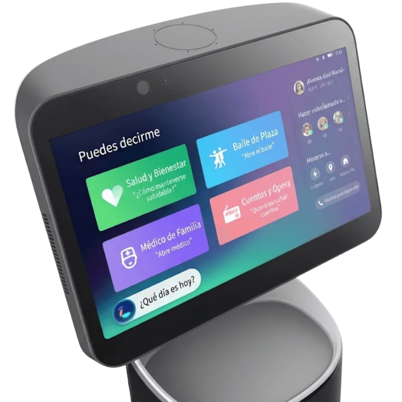Cabeza del ChillBot MINI: pantalla táctil de 14 pulgadas con menú en español y la cámara en el marco superior