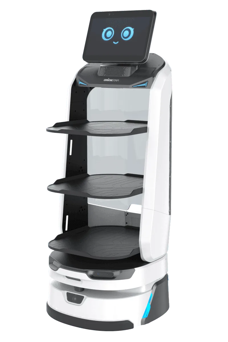 Robot camarero LuckiBot PRO en vista de 360 grados