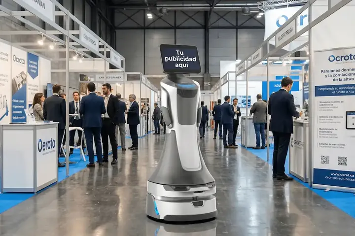 ChillBot NOVA mostrando publicidad en el stand de una feria