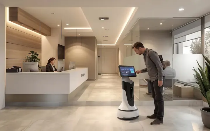 ChillBot MINI recibiendo a pacientes en una clínica