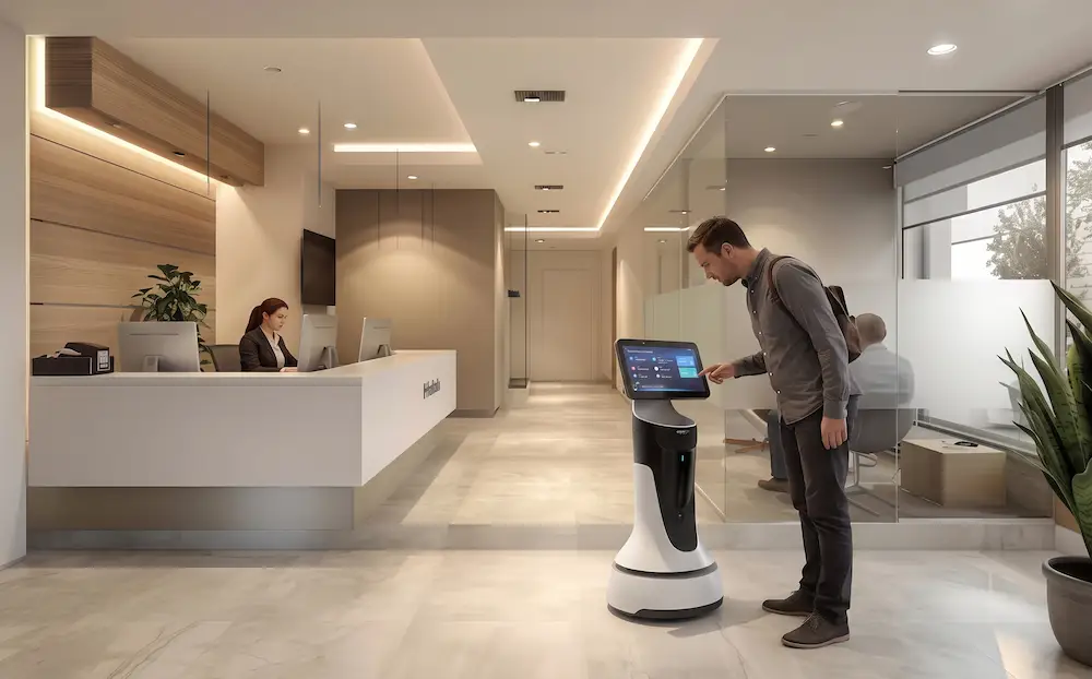 ChillBot MINI recibiendo a pacientes en una clínica